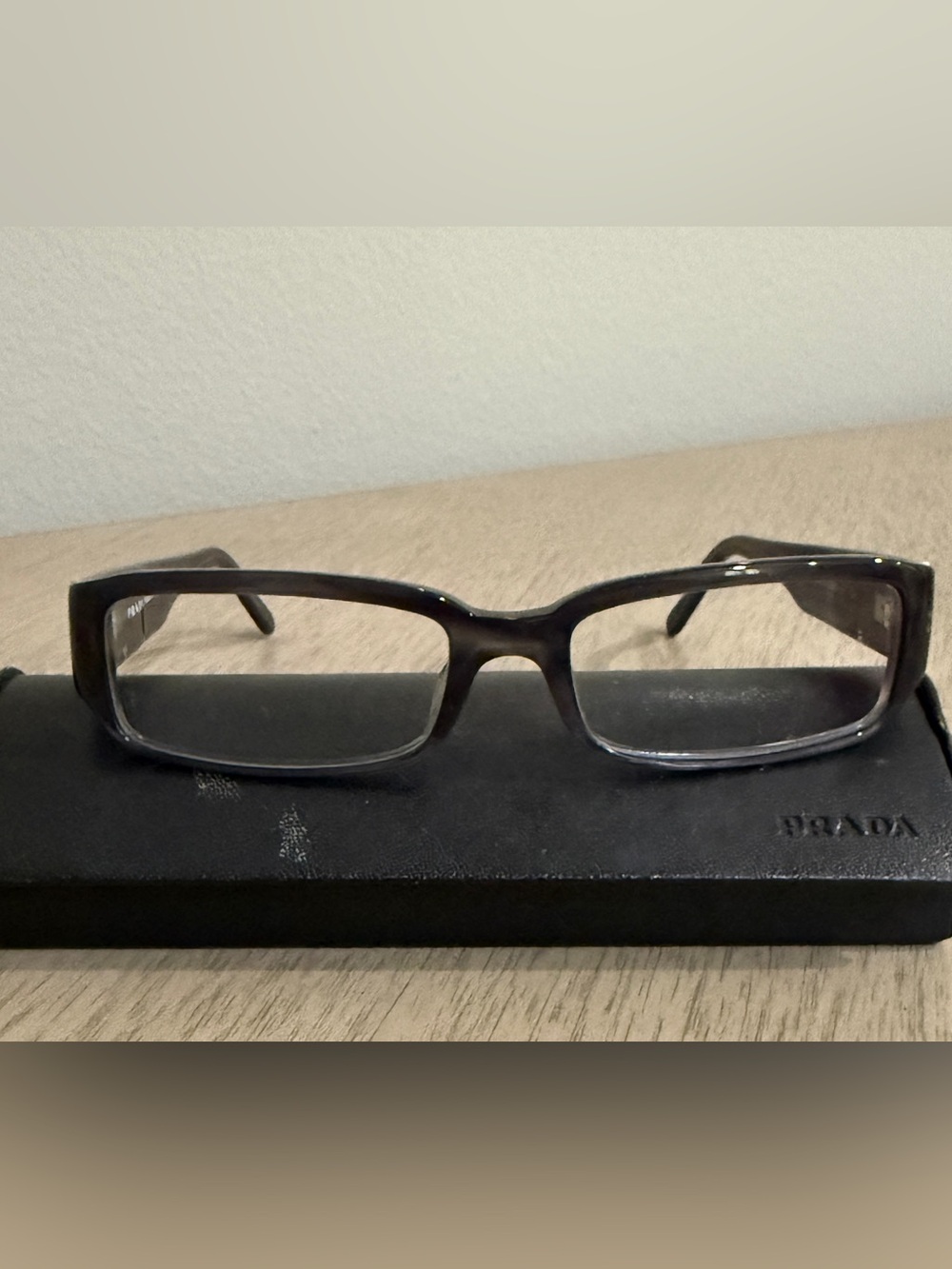 Prada Black Rectangular Eyeglass Frames with Original Case - Picture 2 of 8